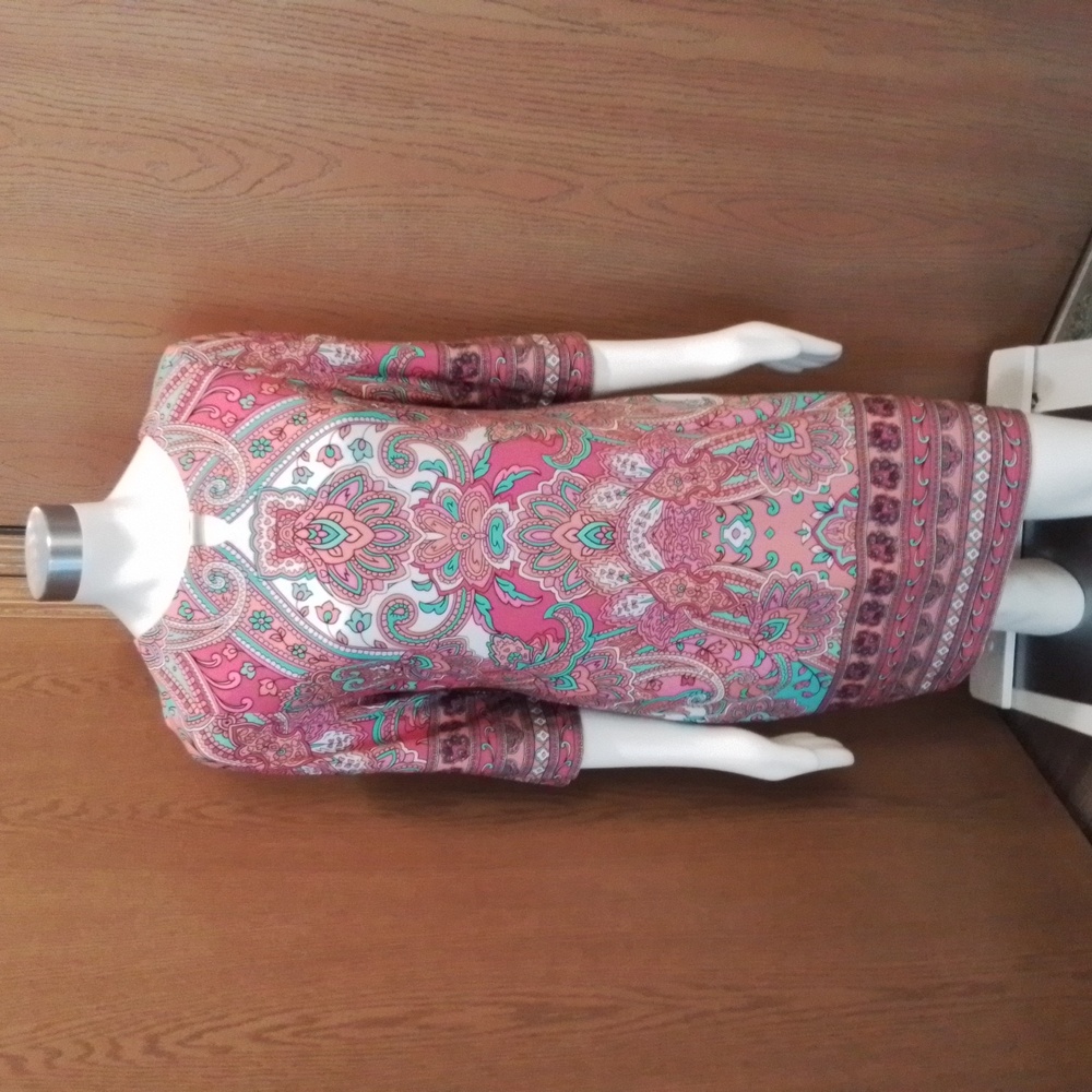 Madison Leigh Dress Pink and Teal Paisley, Size 10.
